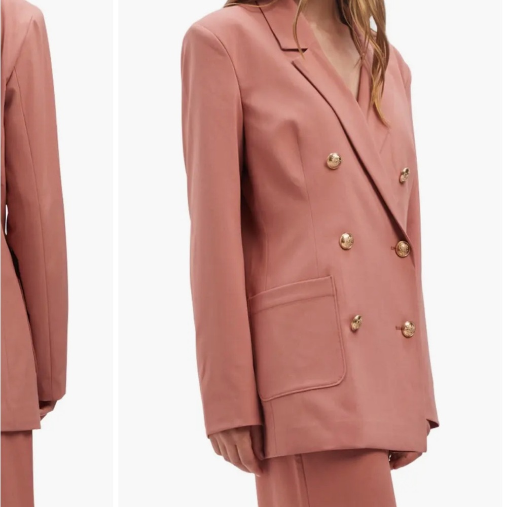 Bardot Devita Double Breasted Fully Lined Blazer In Dusty Rose M